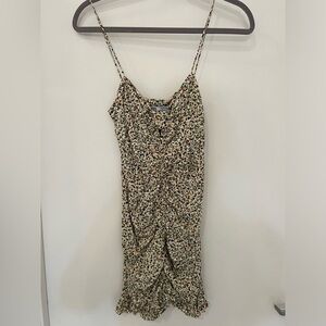 Zara ruched floral mini dress sz S